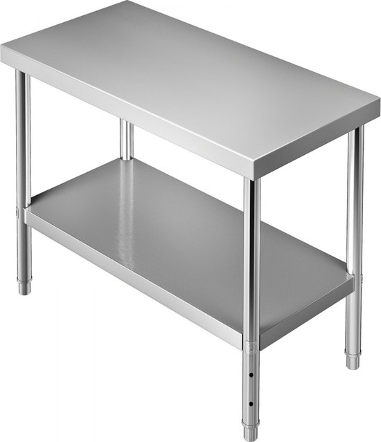Tafel roestvrij stalen tafel|400 kg werktafel 201 roestvrij staal catering werktafel voedselbereiding tafel commerciële werktafel voor keuken bar restaurant (60 x 60 x 85 cm