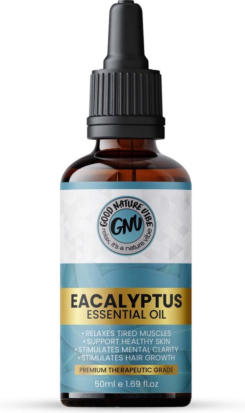 Eucalyptus Olie 100% Puur & Onbewerkt - Geschikt voor Huid, Haar en Voor Aromatherapie - Tegen Acne en Roos - Eucalyptus Olie voor Diffuser, Eucalyptus Bad of Sauna voor een Verfrissende Geur - 50 ml per verpakking