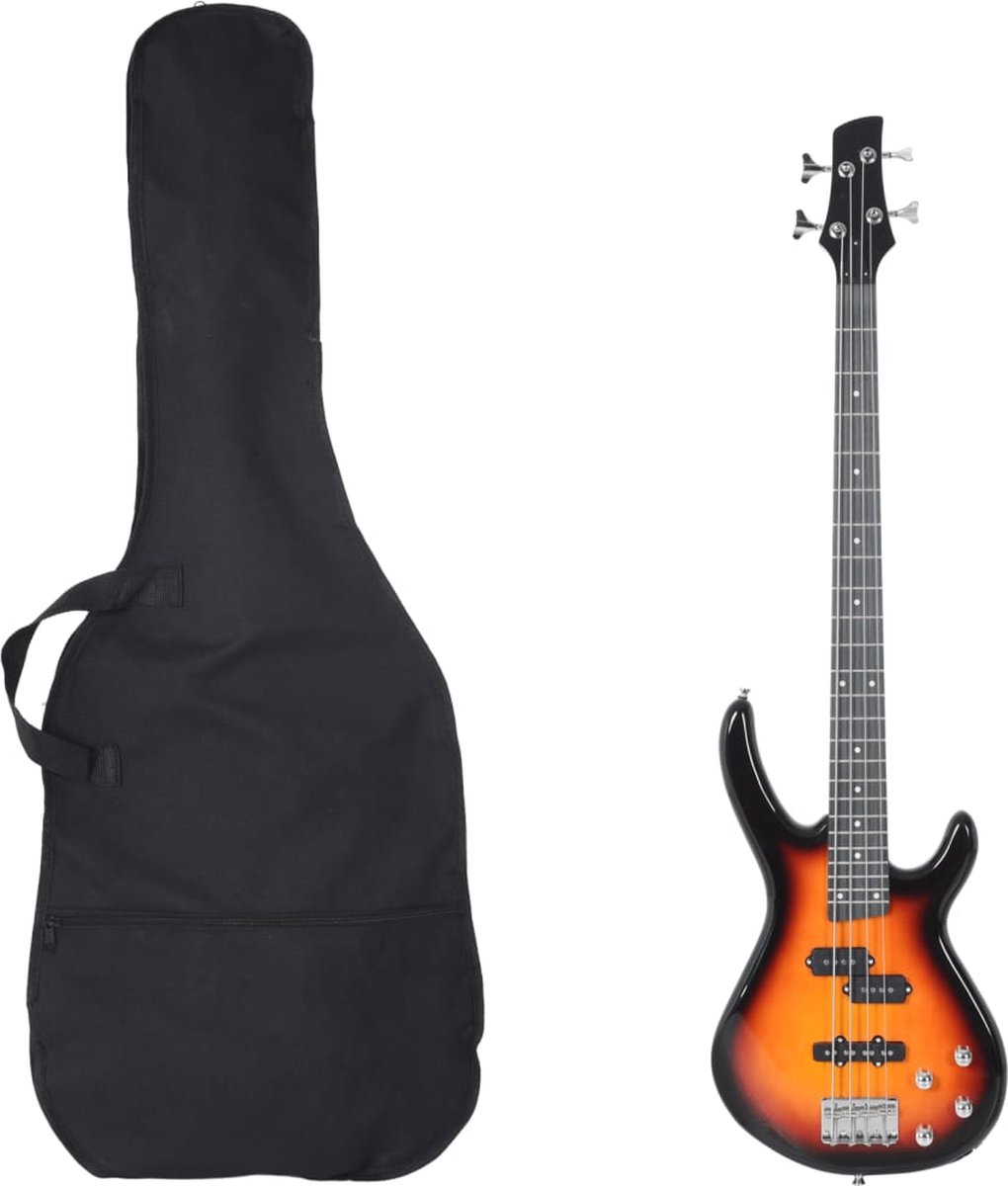 vidaXL - Basgitaar - voor - beginners - elektrisch - met - tas - 4/4 - 46" - bruin - zwart