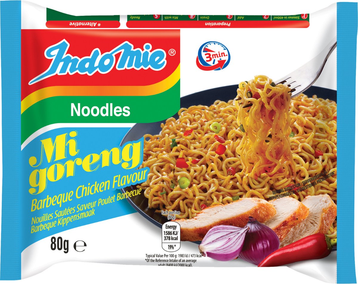 Indomie Instant Noedels/Noodles - Mi Goreng BBQ kip Smaak - (40 x 80 Gram)