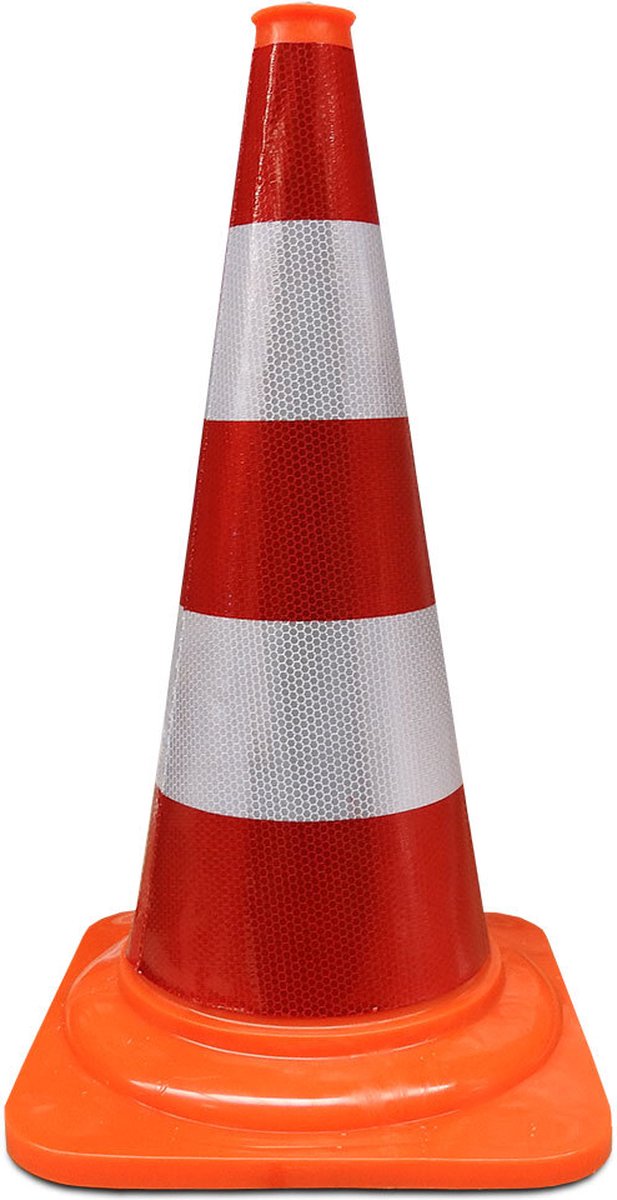 Verkeerskegel 50 cm PVC klasse 3 reflectie | Oranje - Wit - Rood | Pion - Pylon - Kegel - Pilonnen - Pionnen | Elastisch PVC | Veiligheid - Verkeer - Afzetten | De Veiligheids-winkel