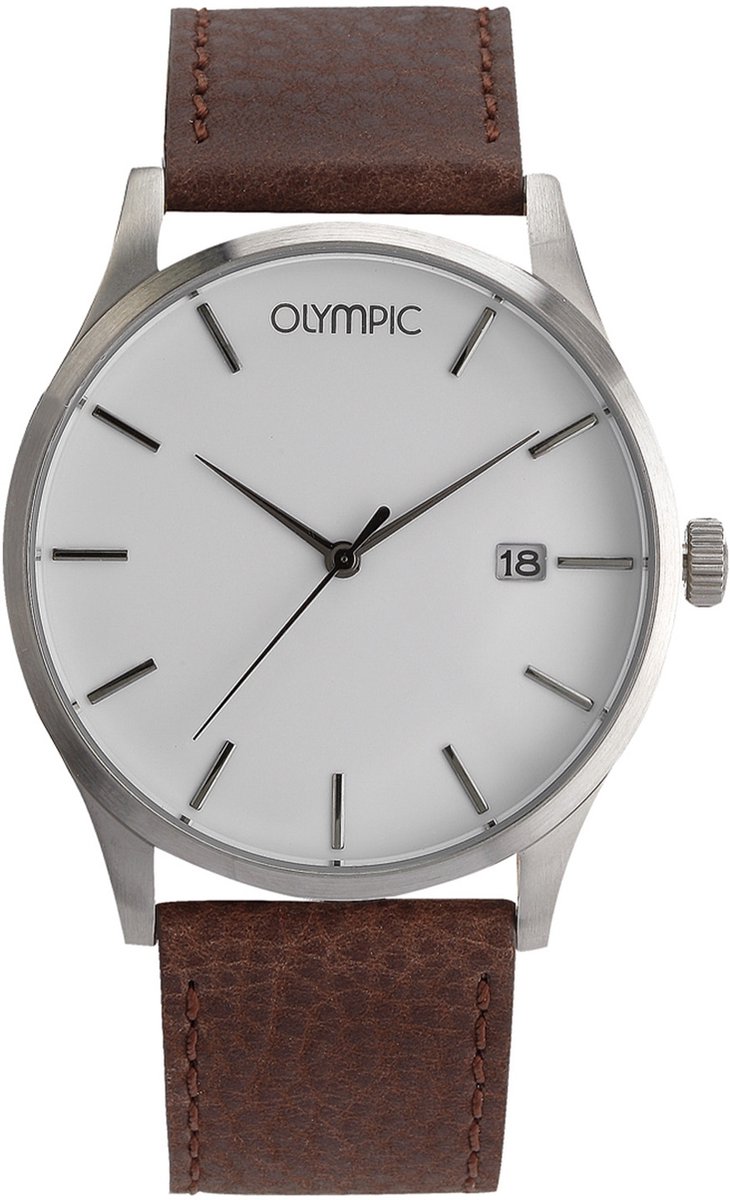 Olympic OL89HSL043 Herenhorloge Staal Leer Ø45mm