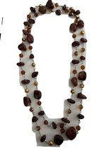 Petra's Sieradenwereld - Lange ketting bruin geketteld (005)