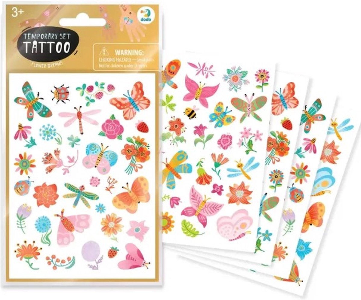 Dodo Toys Tattoo stickers kind - Tijdelijke tattoos voor kinderen - 4 vellen