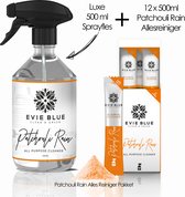 EvieBlue Allesreiniger Patchouli Rain - Orange Patchouli - Try Me pakket (12 x 500ml) - 12 universele ECO doseringen plus herbruikbare fles (bottle for life) - 100% plasticvrij verpakte navullingen - SophieGreen & EvieBlue