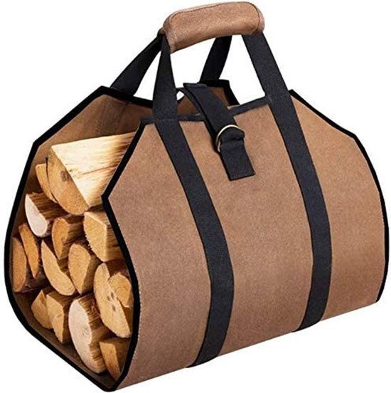Haardhout Draagtas-Brandhout zak - Draagtas Brandhout- Haardhout tas - Houttas - Tas voor haardhout -Houtkachel haardhout tas-Canvas logboektas open haard -brandhout opbergtas -grote capaciteit