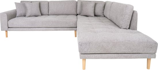 Canapé d'Angle Tissu Gris Clair - Ouvert à Droite - 290x170x76cm