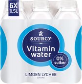 Sourcecy® | 6x50cl Eau vitaminée citron vert/litchi | carbonaté | boisson gazeuse aux fruits | sans sucre