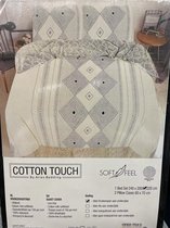 Cotton Touch dekbedovertrek - 240x220cm - Creme / stip