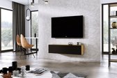 Meubel Square - TV meubel DIAMOND - Eiken / Mat Zwart - 120cm - Hangend TV Kast