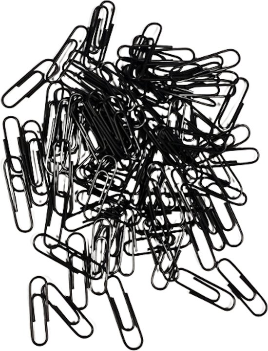Paperclips Zwart - 100 stuks - Zwarte Paperclips - Paperclips - 28 mm - Harde Blisterverpakking - Out of office