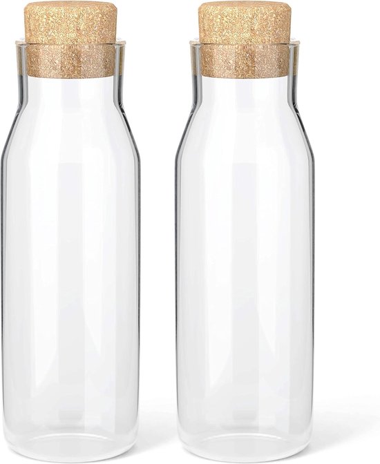 BARGRIN 2 x 750ml glazen drankglazen - geslepen glazen fles voor koude
