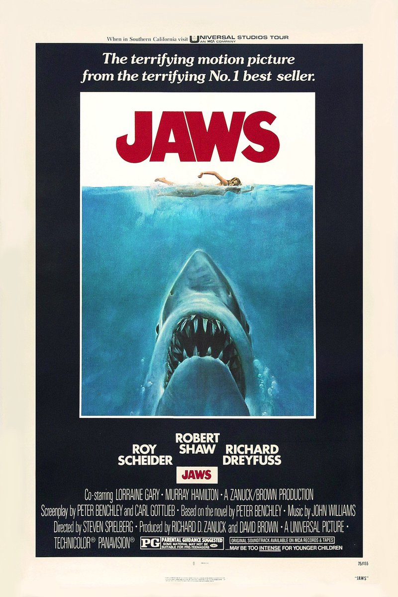 karo-art Poster - Jaws 1975, Originele poster, Premium Print, Professioneel Fotopapier Multikleur
