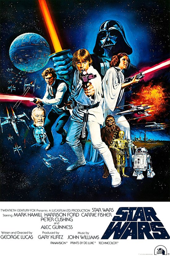 Poster - Star Wars - A New Hope, Originele Filmposter, Premium Print, Professioneel Fotopapier