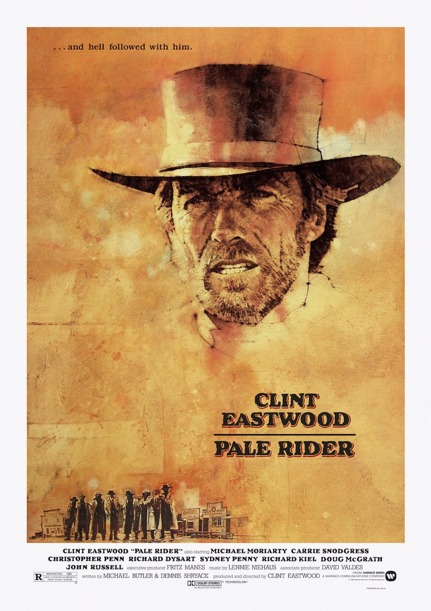 karo-art Poster- Pale Rider - Clint Eastwood, Originele Filmposter, Premium Print, Professioneel Fotopapier Multikleur