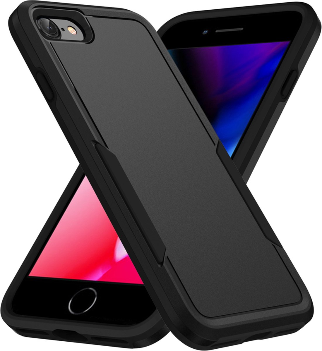 Armor Bescherm-Cover Hoes geschikt voor iPhone 7 - 8 - iPhone SE Zwart