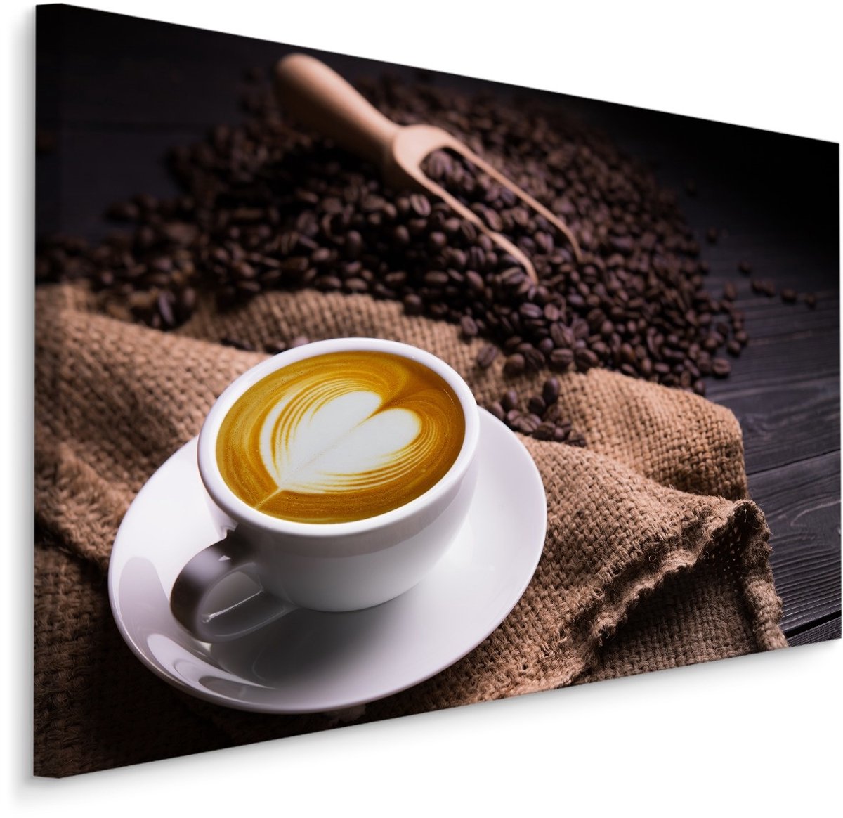karo-art Schilderij - Latte Koffie met Liefde, premium Print Multikleur