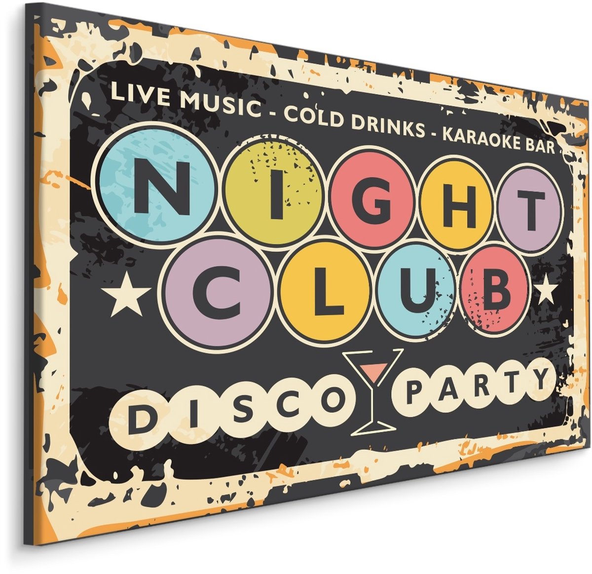 karo-art Schilderij - Nightclub, Disco, Live Music, Premium Print Multikleur
