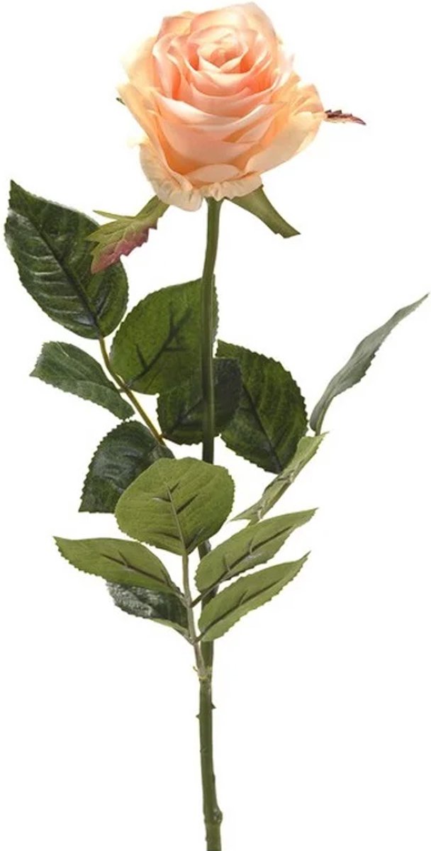 Emerald Kunstbloem roos Simone - zalm kleurig - 73 cm - decoratie bloemen Zalmroze