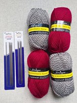 Noorse Sokkenwol - Scheepjes combi pack - 2 kleuren, 2 bollen per kleur - met sokkenbreinaalden