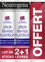 Neutrogena Nutrition Stick à Lèvres Set de 3 x 4,8 g dont 1 Offert
