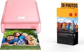 KODAK Pack Imprimante Photo Printer PM220 et cartouche MSC30 - Photos 5.4 * 8.6 cm, WIFI, Compatible avec iOS et Android - Rose