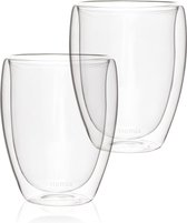 HOMLA Cembra verre à double paroi sans anse - lot de 2 mugs - pour café thé latte macchiato cappuccino - passe au lave-vaisselle hauteur 11 cm de hauteur 0 l contenu
