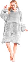 Cuddle Hoodie - Extra Zacht - Adje® - Licht Grijs - Plaid met mouwen - Fleece Deken - Snuggie - Hoodie deken - Fleece Hoodie