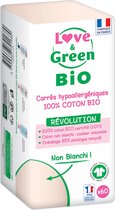 Love & Green Hypoallergeen 100% Organisch Katoen 60 Katoenen Vierkantjes