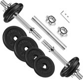 Halterset, Gietijzeren dumbbells, Verstelbare halterset, 20 kg/30 kg, met verbindingsbuis, voor heren Dames Workout Fitness Training Gewichtheffen, voor thuisgymnastiek