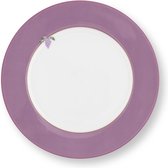 Pip Studio Lily & Lotus - assiette petit-déjeuner uni lilas ⌀21cm - assiette avec bord lilas - porcelaine - va au lave-vaisselle