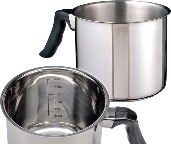 Melkpan met deksel, 1,5 l, dubbelwandige simmerpan, inductie met