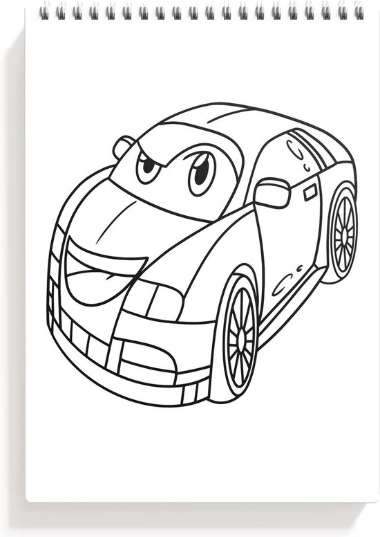 Auto's A5 kleurblok - 50 Kleurplaten - kleurblok met 50 cartoon auto's - kleurplaten voor kinderen - 14.8cm x 21cm