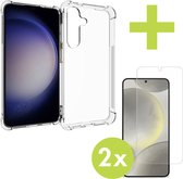 iMoshion Hoesje Shockproof & 2X Screenprotector Gehard Glas Geschikt voor Samsung Galaxy S24 - Transparant