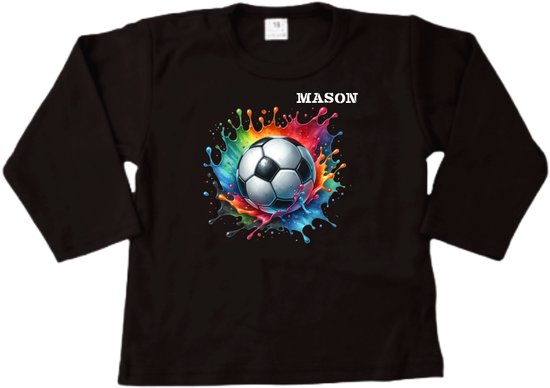 Shirt kind - Naam - Sport - Voetbal splash - Kinder shirt met lange mouwen - Voetbal shirt met naam - Maat 56