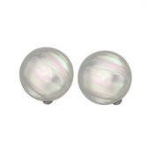 Clip oorbellen -opaal -wit -2 cm- zilverkleur- geen gaatje- Charme Bijoux