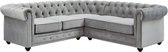 Canapé d'angle Velours CHESTERFIELD - Gris argent L 220 cm x H 74 cm x P 220 cm