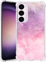 Smartphone hoesje Geschikt voor Samsung Galaxy S24 Plus Stevige Telefoonhoesje met transparante rand Pink Purple Paint