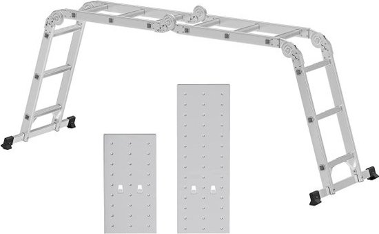 Siwitec Aluminium Ladder - 2 x 3 Treden, Inklapbaar, aan Beide Zijden Toegankelijk, Huishoudladder tot 150 kg, TÜV-Getest