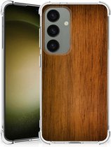 GSM Hoesje Geschikt voor Samsung Galaxy S24 Telefoonhoesje met Naam met transparante rand Donker Hout