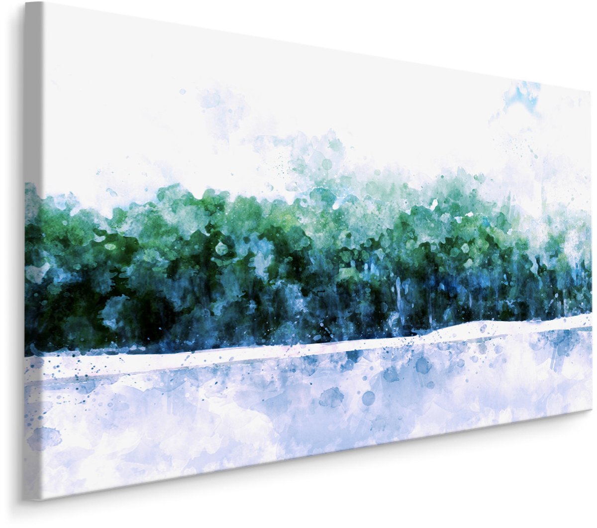 karo-art Schilderij - Abstract bos, aquarel, print op canvas, wanddecoratie Multikleur