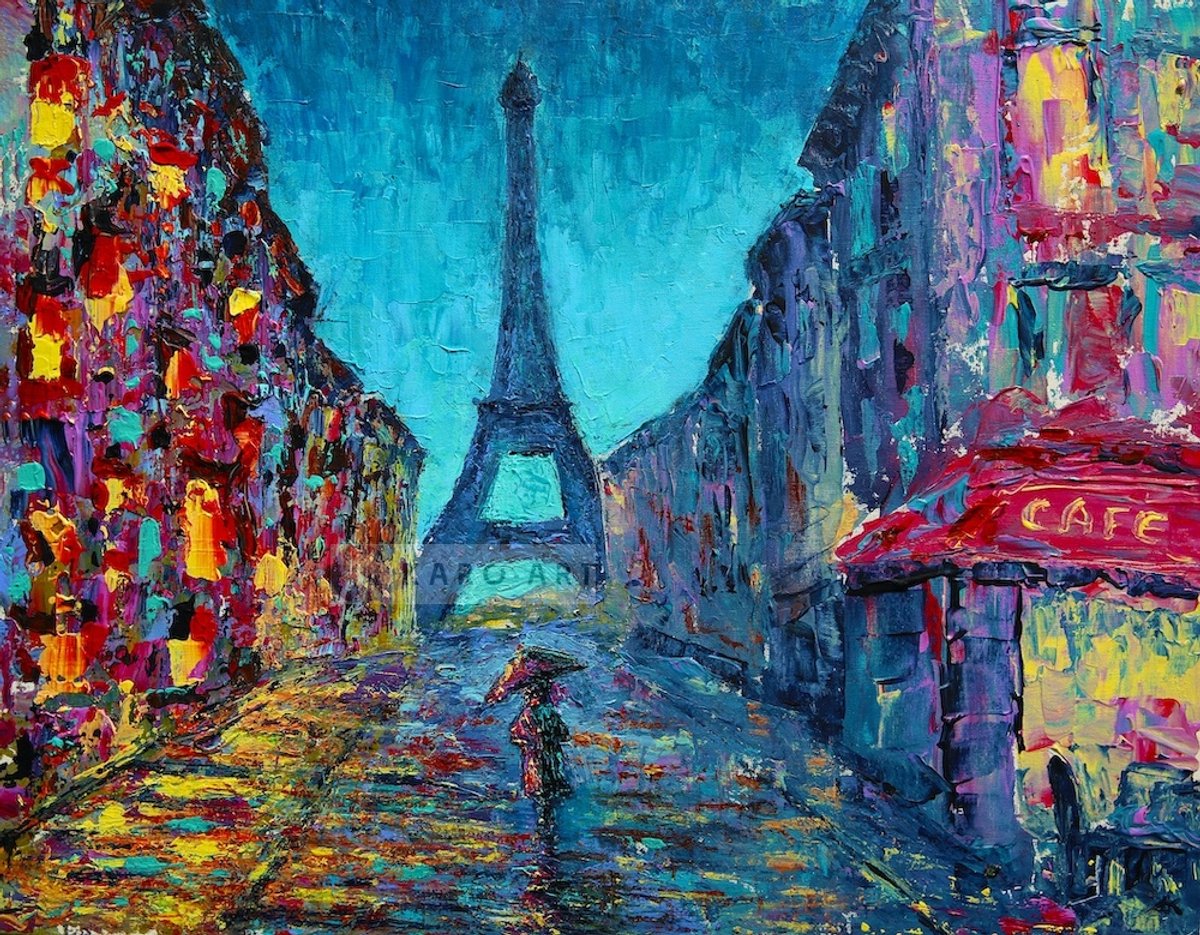 karo-art Afbeelding op acrylglas - Kleurrijk Parijs, print op canvas Multikleur