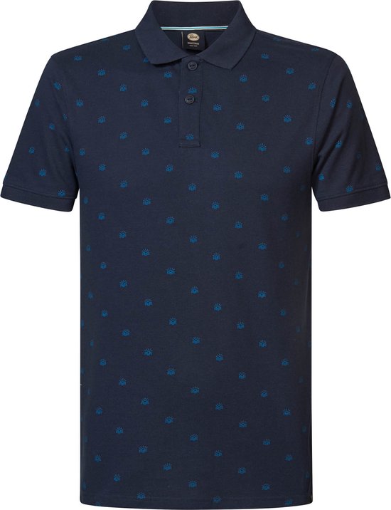 Petrol Industries - Heren All-over Print Polo Biloxi Beach - Blauw - Maat XXL