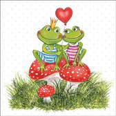 1 Pakje papieren lunch servetten - Frogs in love - 20 servetten - 33x33cm - Tafelaankleding - Decoratie - Decoupage