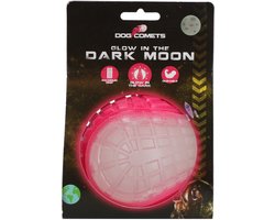 Dog Comets Glow in the Dark Moon Bal - 10 cm - Hondenspeelgoed - Op Water en Land - Apporteerspeelgoed - met Piep - L - Roze