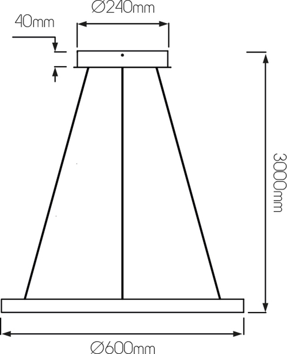 Guri LED hanglamp rond, wit, Ø600mm, 54W, 2970 lumen, 3000K warm wit, dimbaar, licht naar boven en beneden