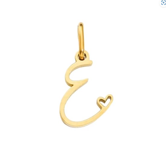 Letter hanger inclusief ketting - alfabet - E - goud kleur - letter charm- stainless steel - verkleurt niet - hypo allergeen - perfect cadeau