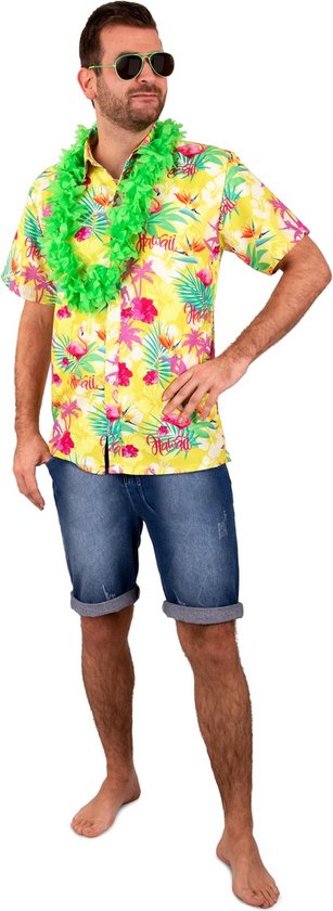 Hawaii Blouse Heren - Mannen - Hawaii - Hawaiian tropic - Geel - Maat XL