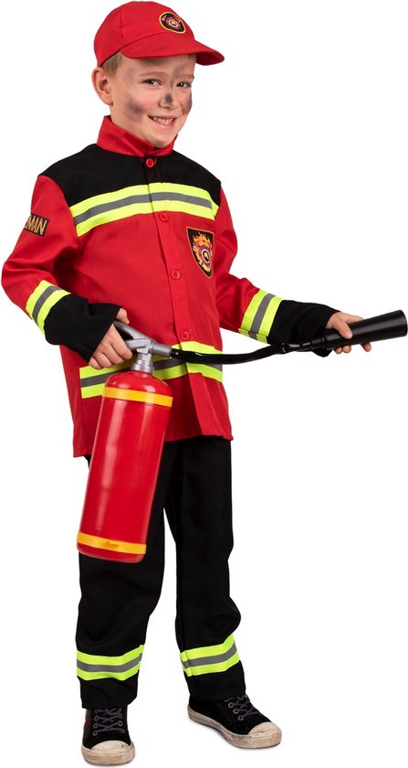 PartyXplosion - Déguisement de Pompiers - Pompier Volontaire Héroïque Victor - Garçon - Rouge, Zwart - Taille 116 - Déguisements - Déguisements