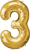 LUQ - Cijfer Ballonnen - Cijfer Ballon 2 Jaar Goud XL Groot - Helium Verjaardag Versiering Feestversiering Folieballon